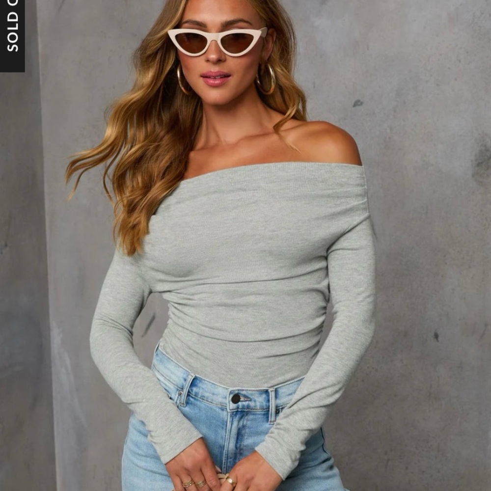 NWOT Lush tan off-the-shoulder top